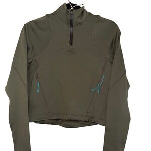 Lululemon lightweight sage‎ green tech 1/4 zip up cropped pullover size 2